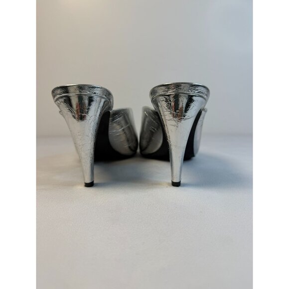 Vince Camuto Bridget Women's Size 5 Mule SIlver Leather High Heel Pointed Classy - Picture 8 of 11